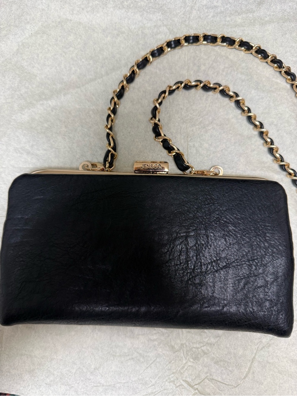 Jen & Co Sue Black Vegan Leather Wallet Pouch/Crossbody/Clutch